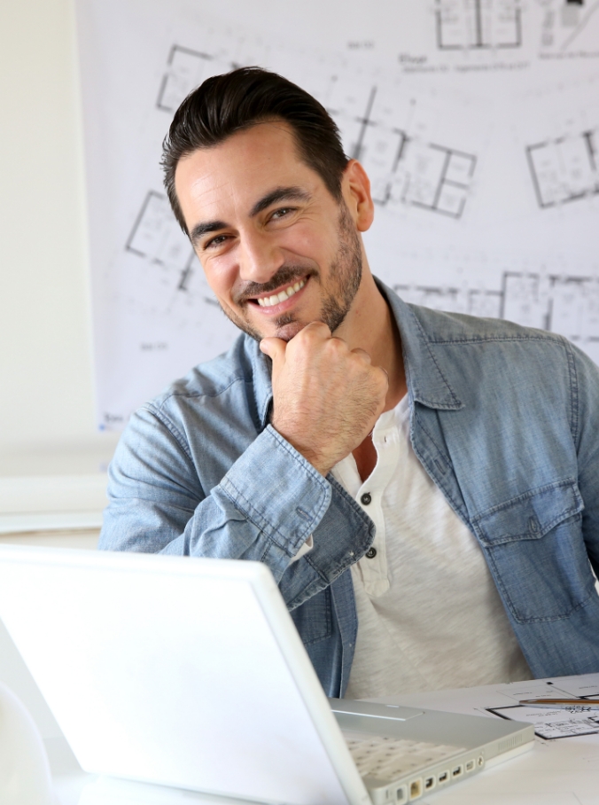 Portrait of architect working on project